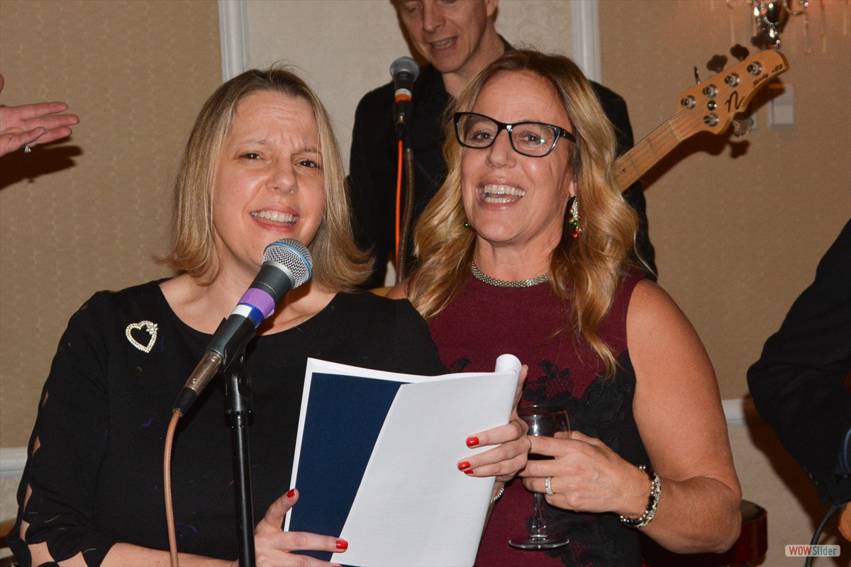 Chapter Treasurer Amy Wheatley (r.) performs 'Amie (What You Wanna Do?)' with help from a friend!