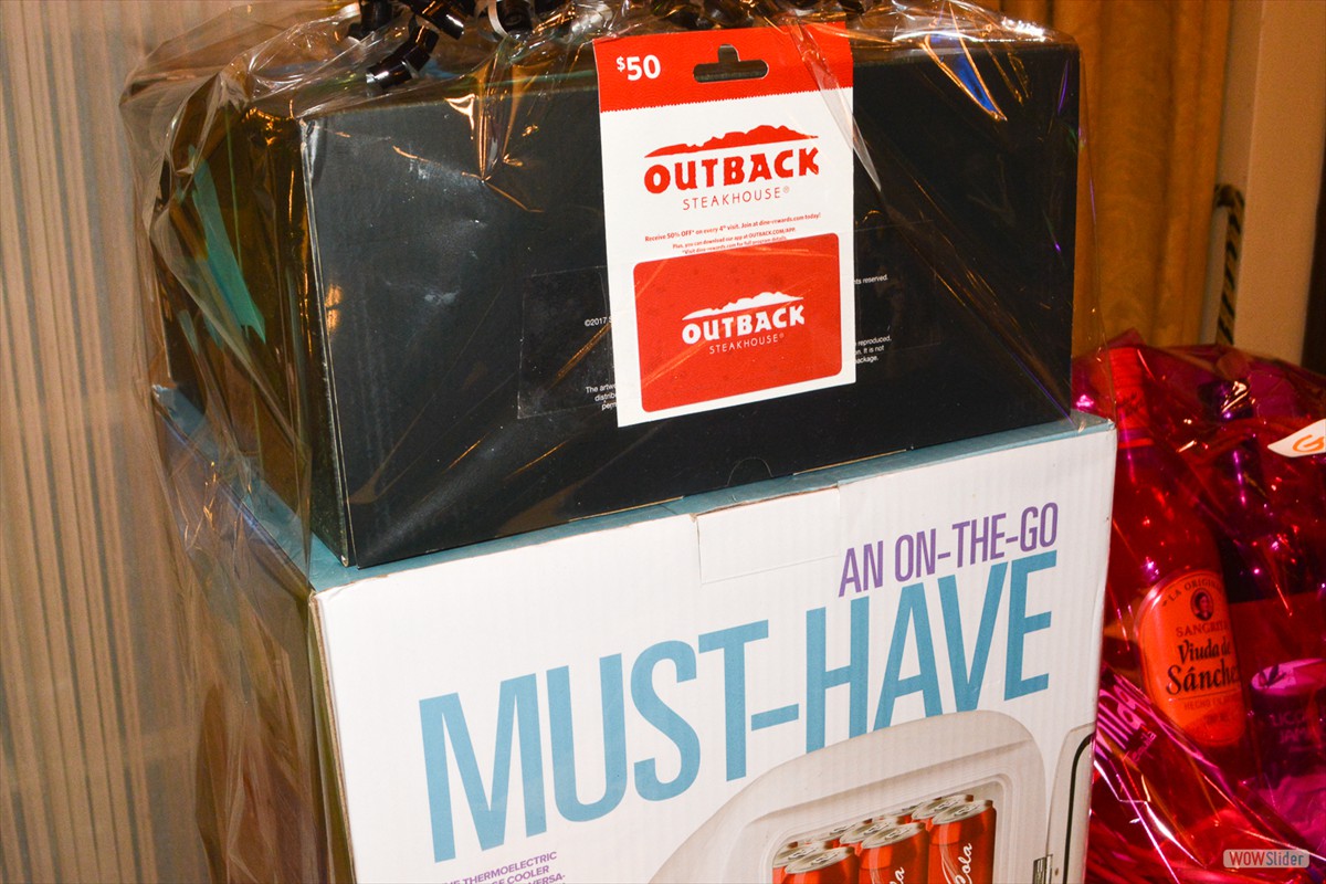 Valued Prize: An Outback Steakhouse gift certificate with a cooler for the parking lot!