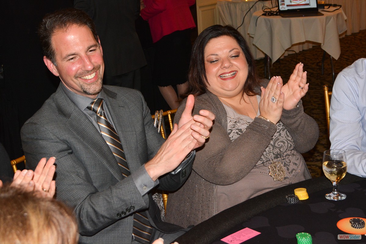 Chapter President Sal Zerilli (c.) and spouse Toni enjoy blackjack with friends.