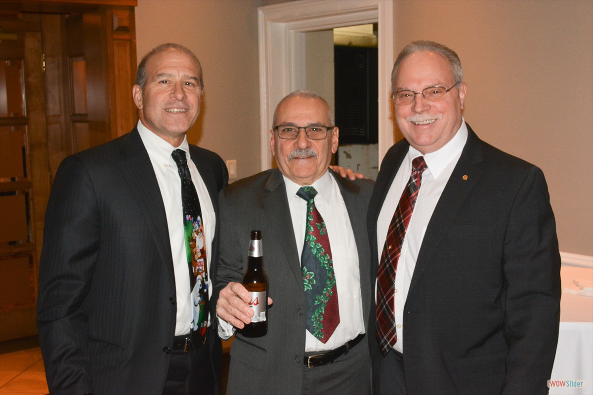 Past Chapter Presidents (l.-r.) Joe Coccaro, Nate Buono and Jim Montagne enjoy the cocktail reception.