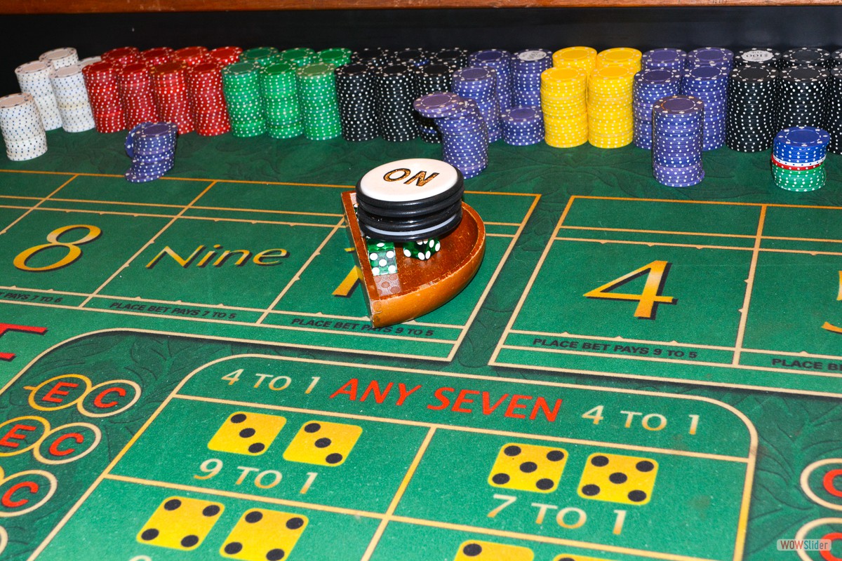 Casino Craps Table and Chips