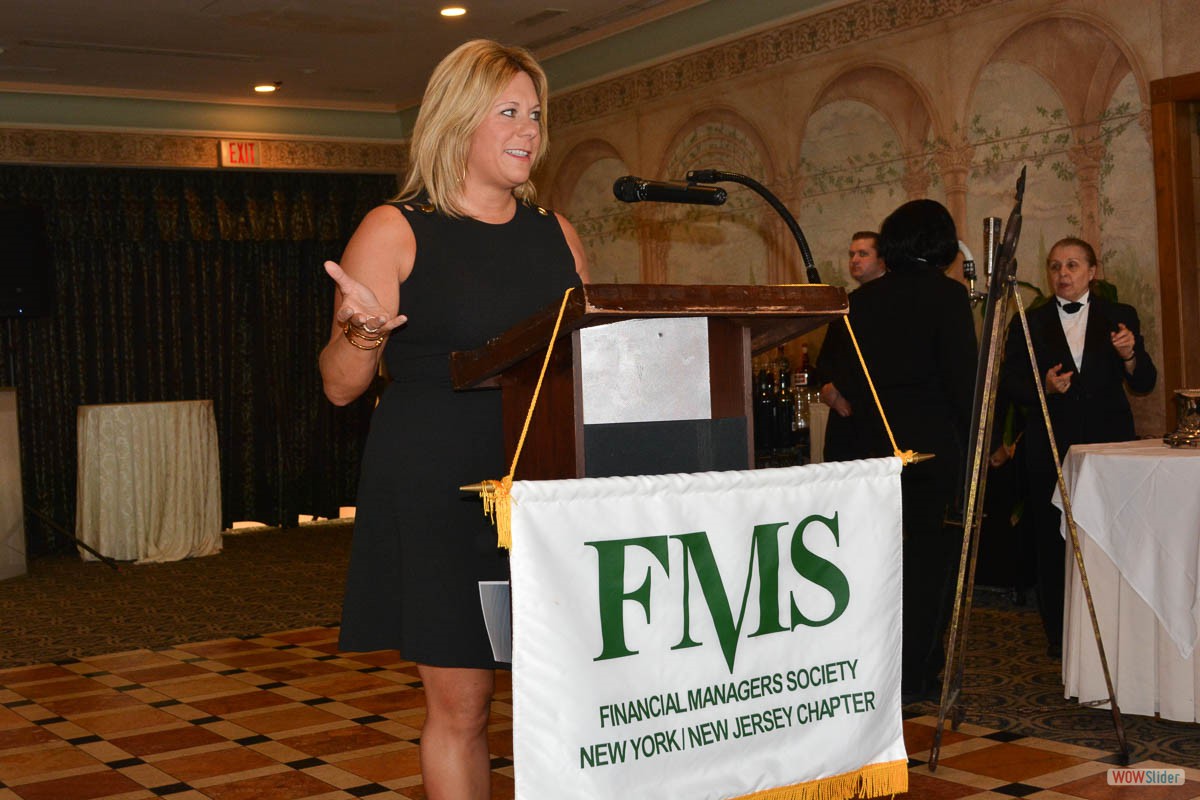 Danielle Holland, FMS National Chapter President, prepares to install the NY/NJ Chapter Officers for 2018-19.